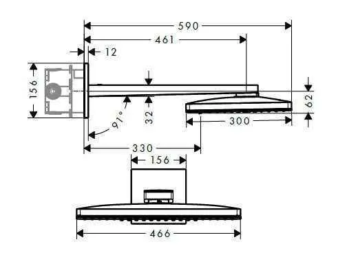 Верхній душ Hansgrohe Rainmaker Select 466 Х 300 3jet 24007600