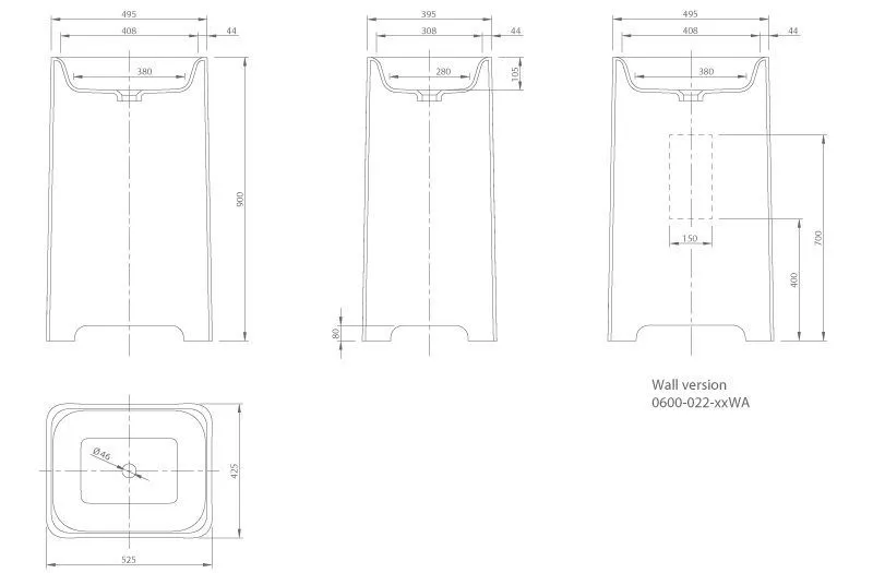 Напольный умывальник Knief Feel 0600-022-01-WA