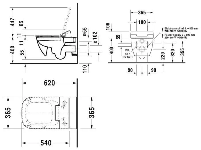 Унитаз подвесной Duravit Happy D.2 с крышкой SensoWash (распродажа)