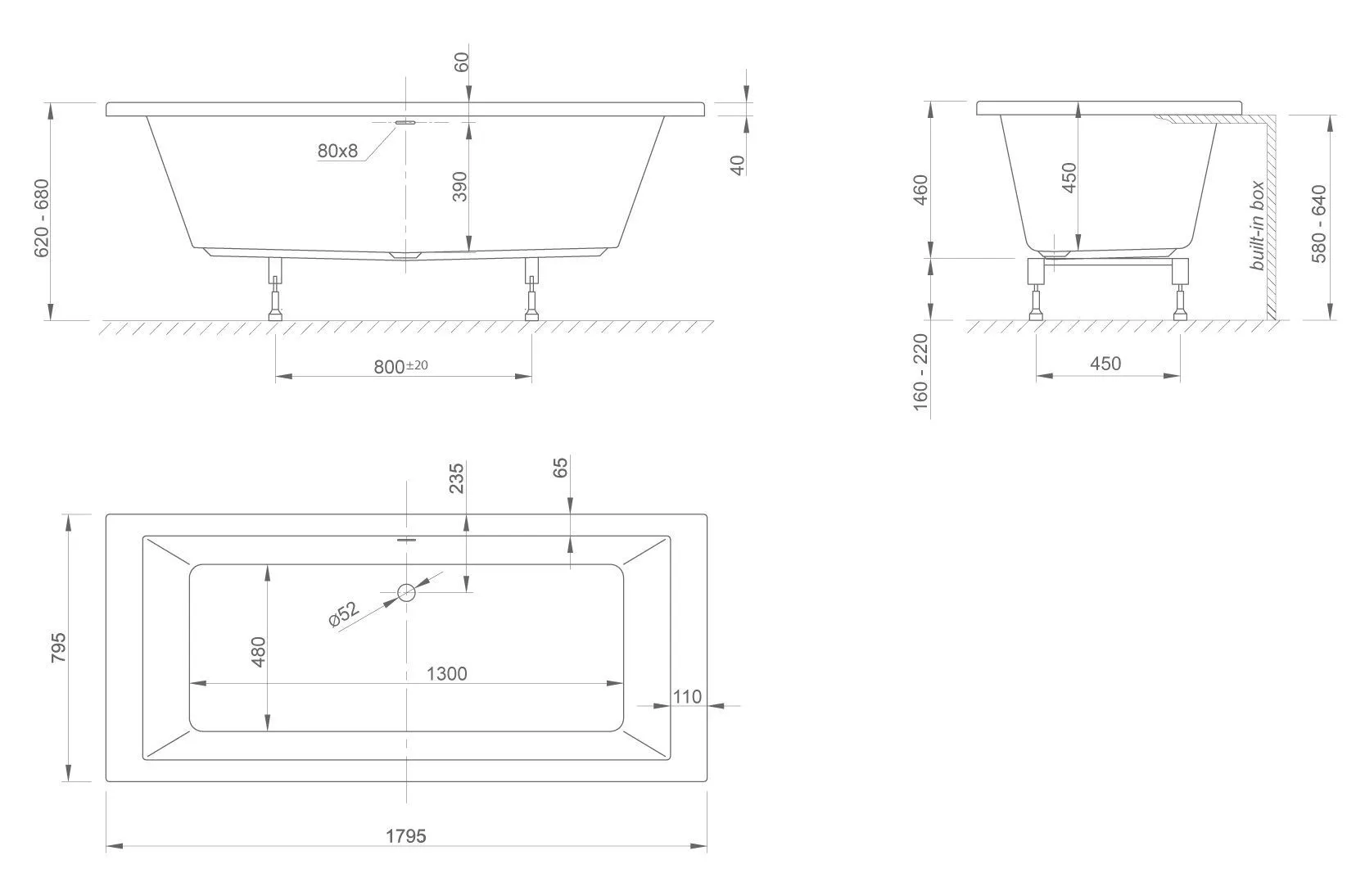 Встраиваемая ванна Knief Culture Fit culture Fit 0400-268 Белый глянцевый