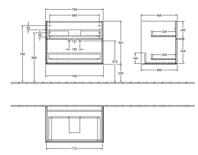 Тумба для умывальника Finion Villeroy and Boch F01000MT