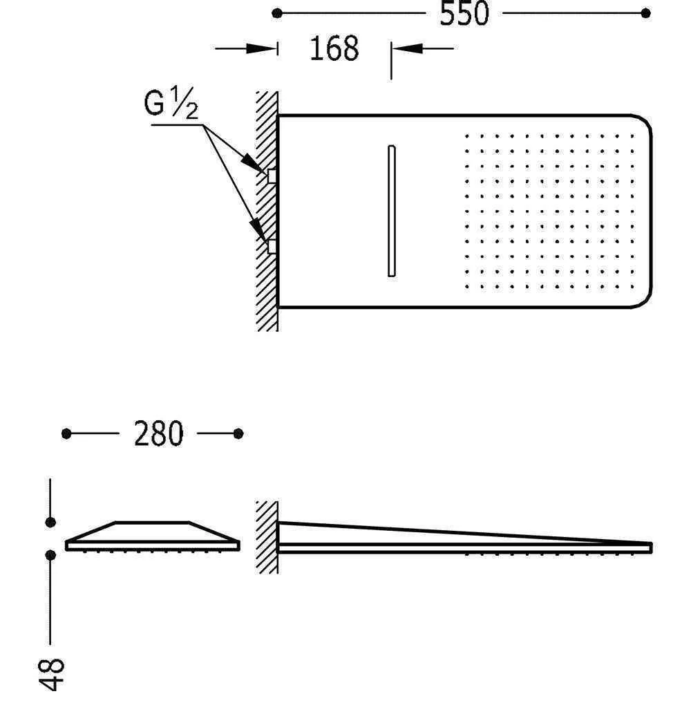 Верхній душ Tres 2 550Х280 29990308AC