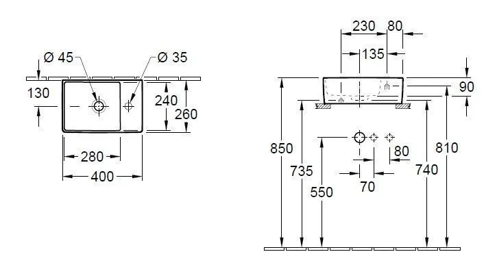 Раковина на столешницу Villeroy and Boch Memento 2.0 (400Х260 мм) 43234GRW