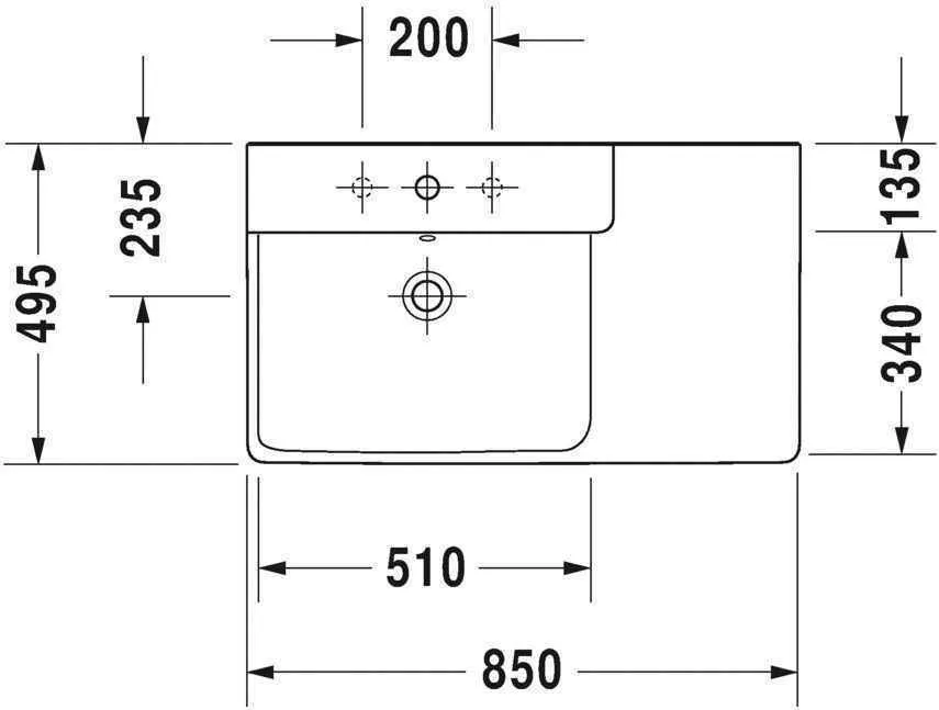 Умивальник Duravit P3 Comforts (асиметричний) 2333850060
