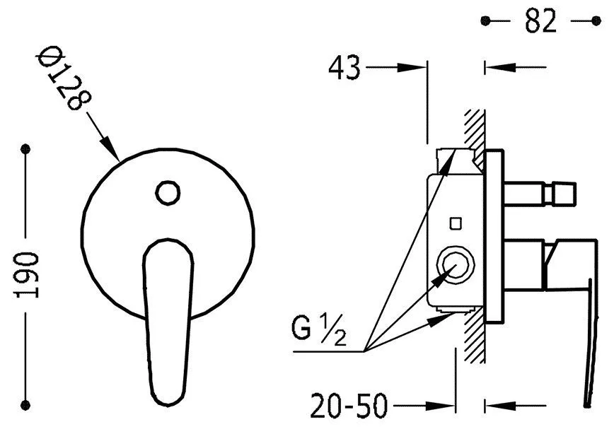 Смеситель для душа и ванны Tres Flat
