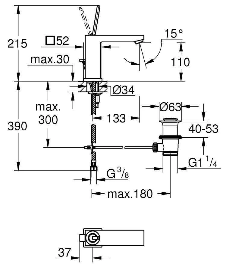 Змішувач для умивальника Grohe Eurocube Joy 23657000