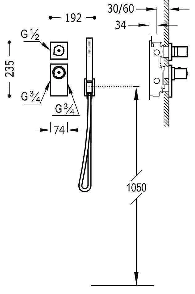Термостат для душа і душовою набір Tres Block System 20635191AC