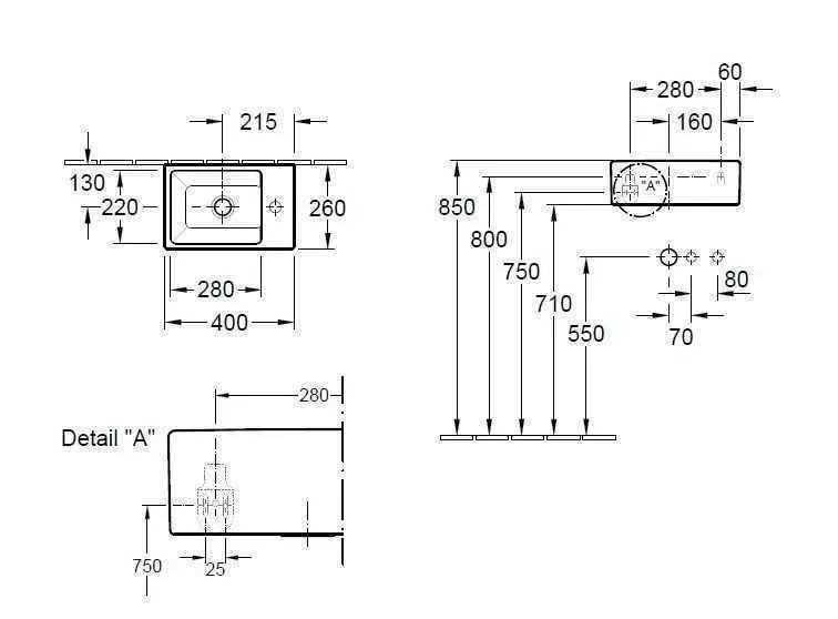 Умивальник підвісний Villeroy and Boch Memento (400 Х 260 мм) 533341R2