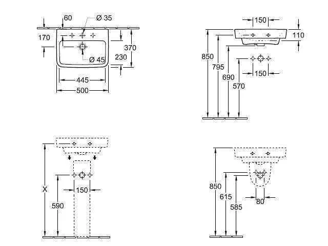 Підвісний умивальник Villeroy and Boch O. Novo 43445101