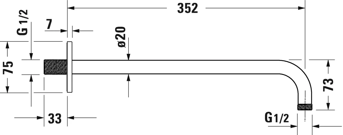 Душевой кронштейн вигнутий Duravit UV0670030000