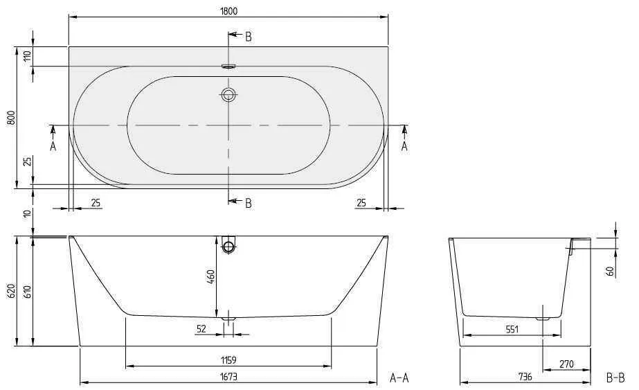 Ванна Villeroy&Boch Oberon 2.0 UBQ 180 OBR 9CD00V UBQ180OBR9CD00V-96