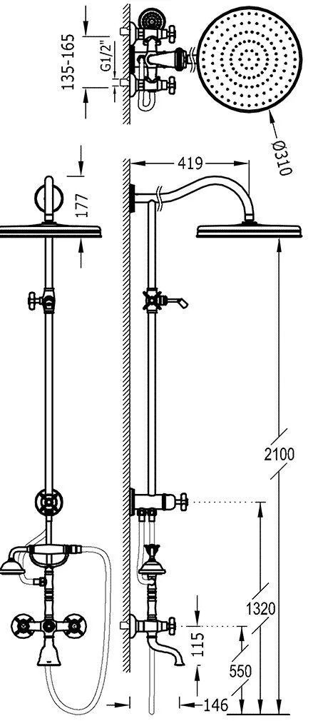 Душевая система Tres Clasic 24217602AC