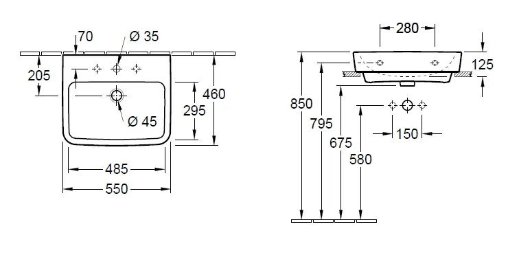 Підвісний умивальник Villeroy and Boch O. Novo 4A41MG01