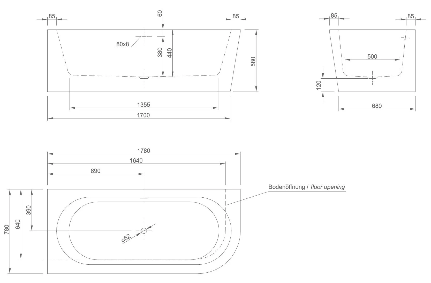 Пристенная ванна Knief Wall Corner правосторонняя / левосторонняя wall r Белый матовый / Глина матовая 0100 277 R