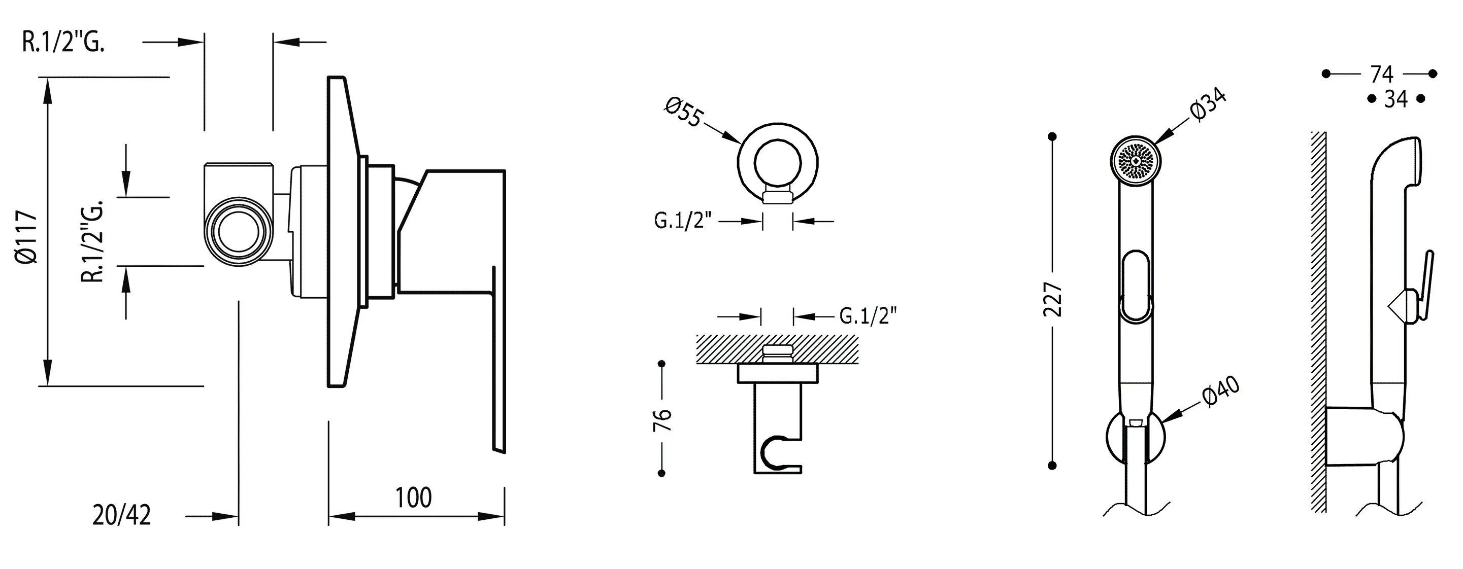 Набор: Смеситель с гигиеническим душем Tres №3