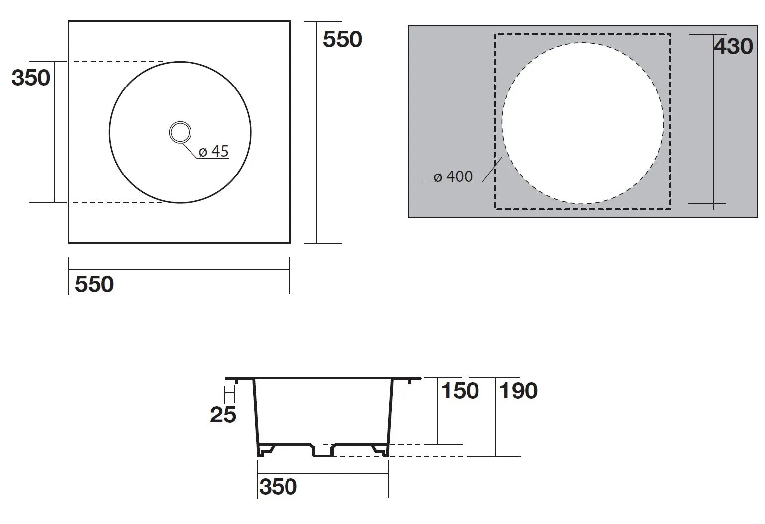 Раковина в столешницу Skyland AXA 3213401