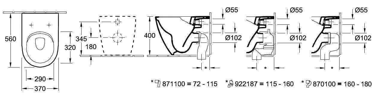 Унітаз підлоговий Villeroy and Boch Subway 2.0 (без зливного краю) 5602R001
