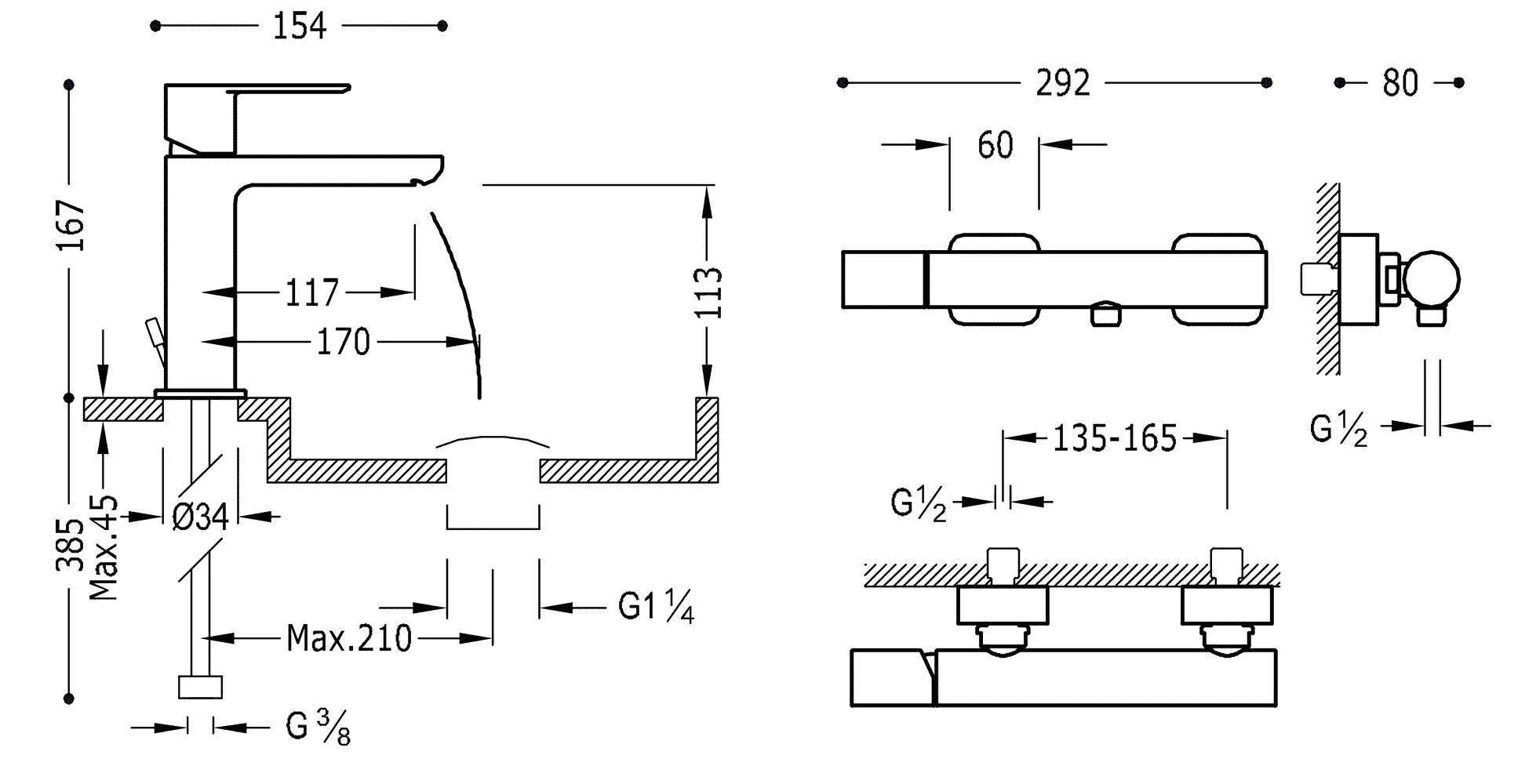 Набор: Змішувачі з термостатом і душовим набором  Loft Tres 20079101D