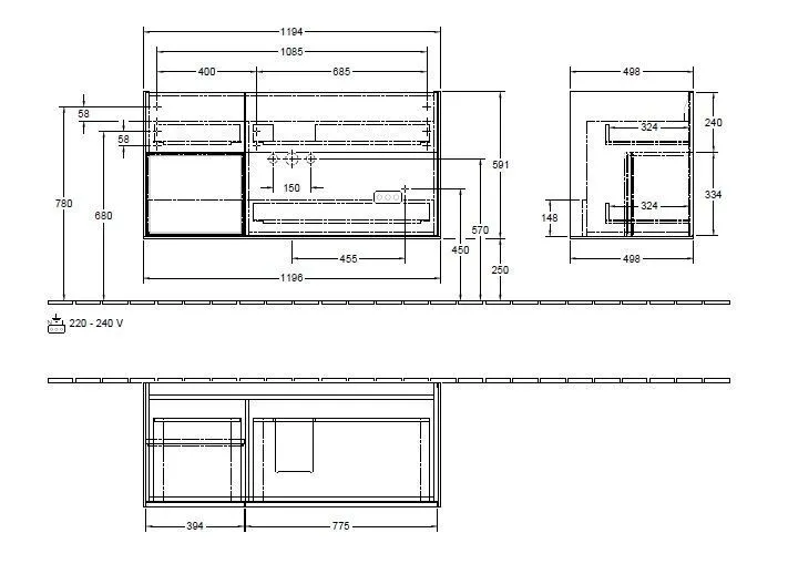 Тумба для умывальника Finion Villeroy and Boch F060GFGK
