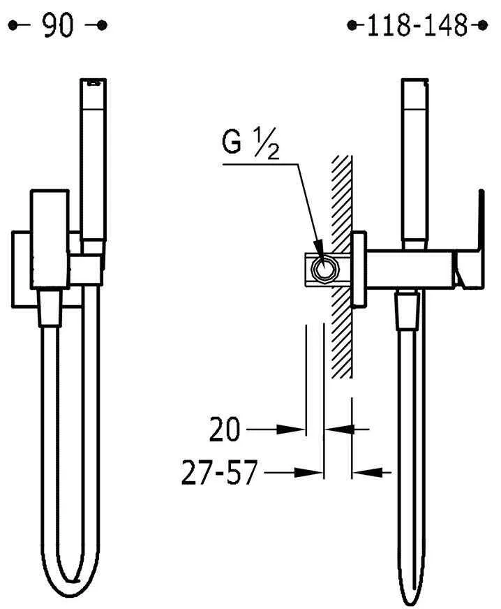 Змішувач з гігієнічним душем Tres Study 134123BM
