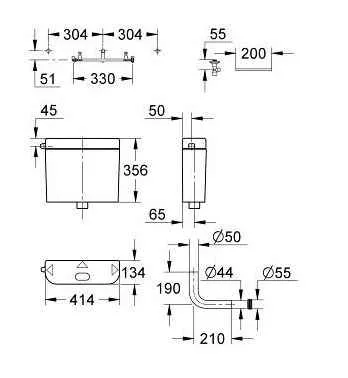 Змивний бачок для унітазу зовнішнього монтажу Grohe 37355SH0