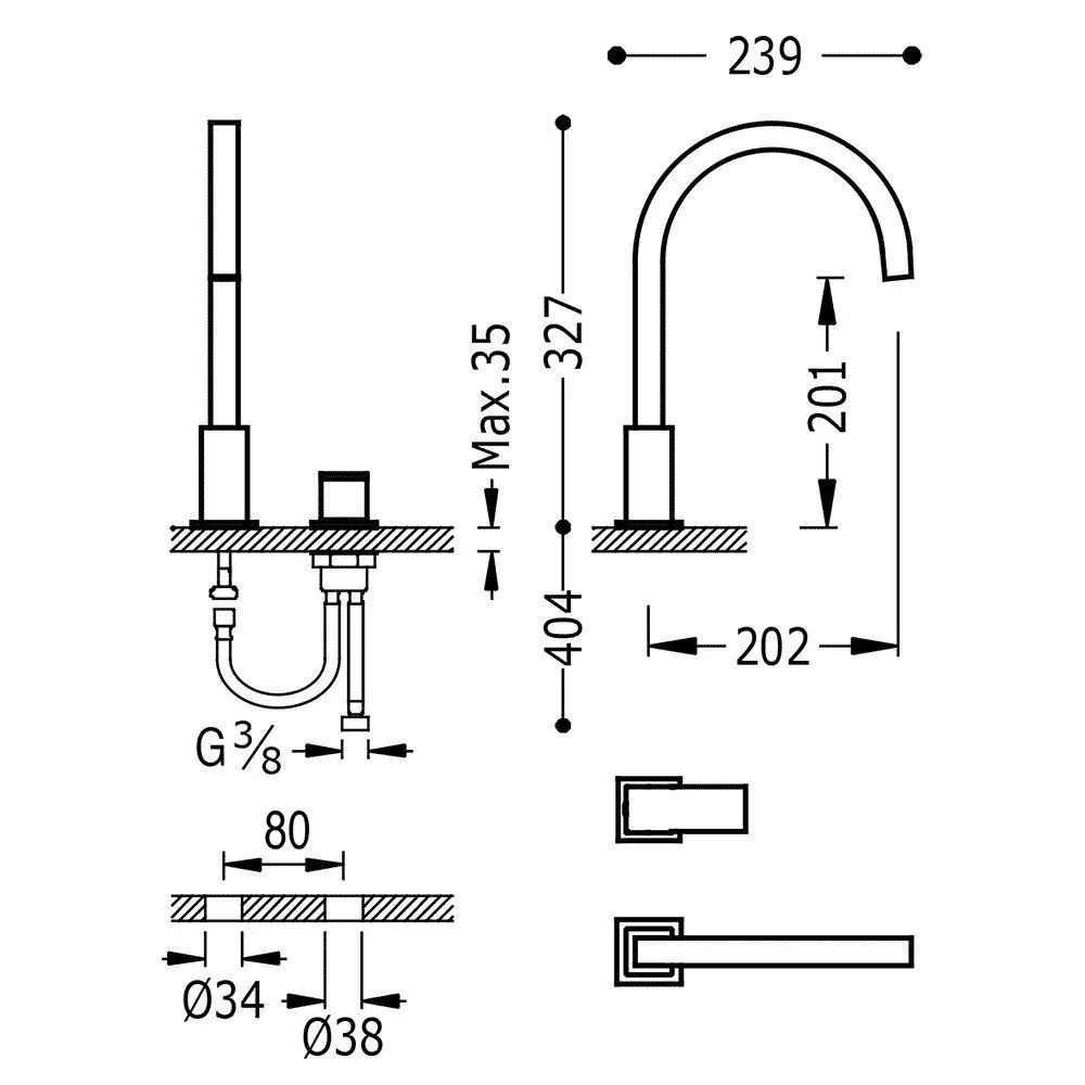Смеситель для раковины Tres Cuadro 00610503NM