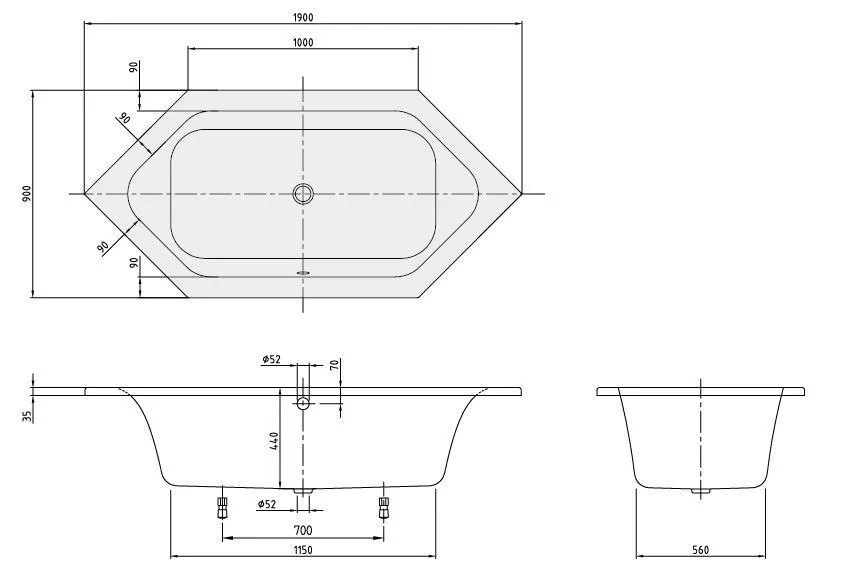 Ванна Villeroy and Boch Loop&Friends UBA199LFS6V-01