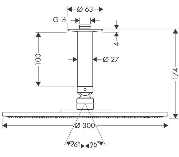 Верхний душ Hansgrohe Raindance S Ø300 1jet 26600000