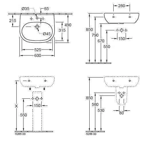Підвісний умивальник Villeroy and Boch O. Novo 51606301