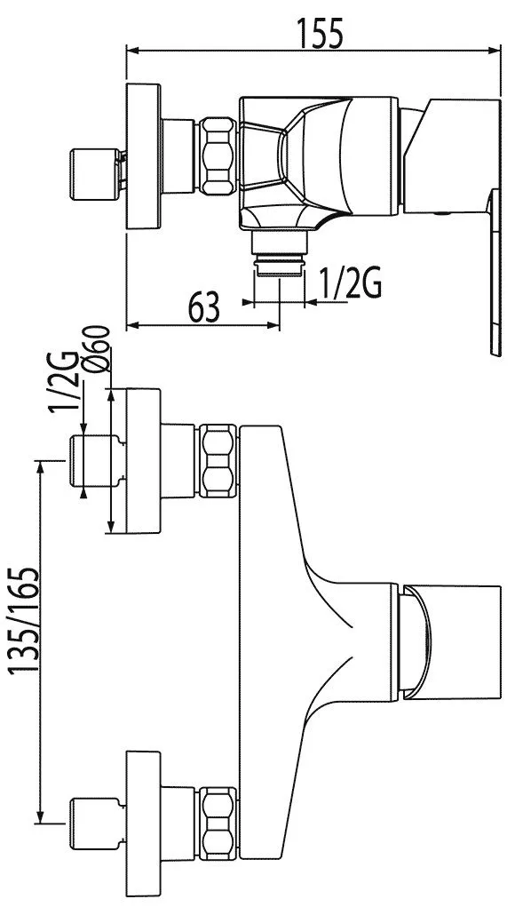 Набор: Смеситель для душа с душевым набором BM -Tres