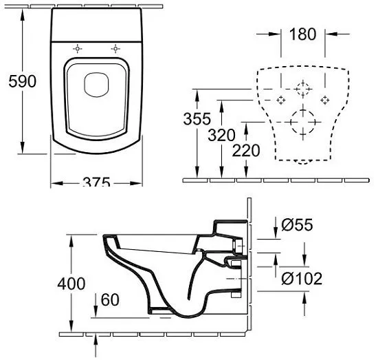 Унитаз консольный Villeroy&Boch Bellevue 566410R2