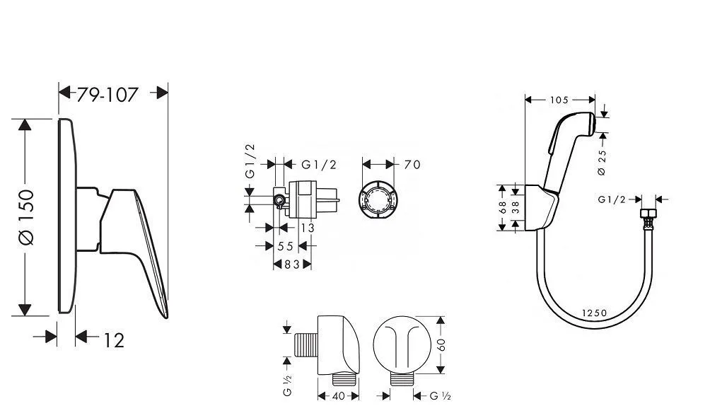 Гигиенический душ Hansgrohe 32127111 (комплект)