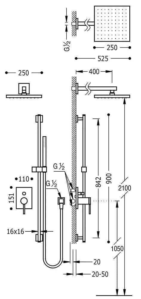 Душевая система Tres Mono-Term 20118007