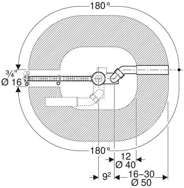 Сифон для ванни Geberit (подовжений Злив-перелив-налив)