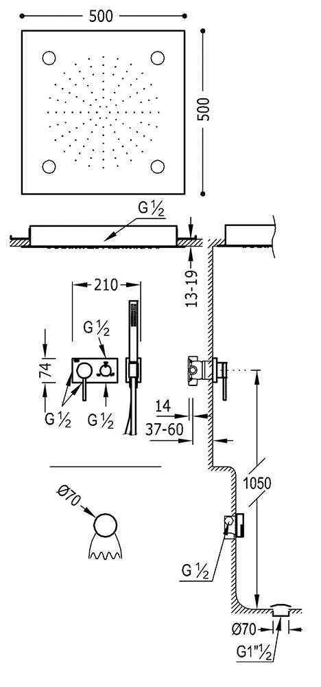Душевая система Tres для ванны 3V 21027307