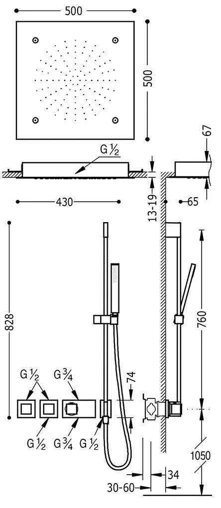Душевая система Tres Block System 20725313