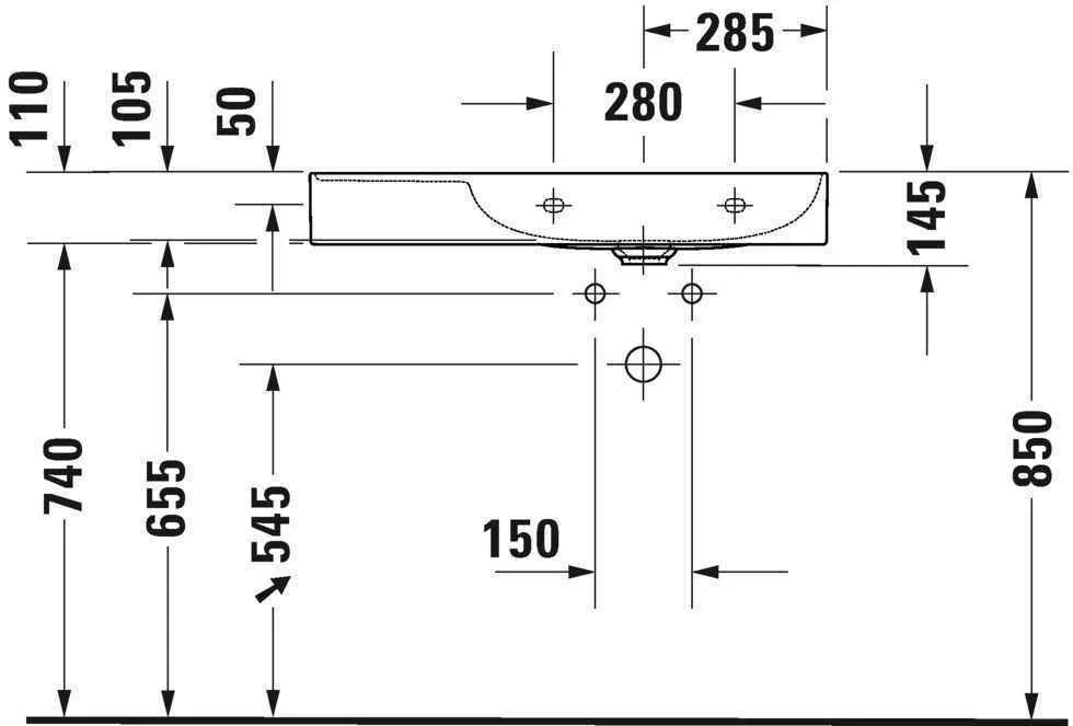 Умивальник Duravit DuraSquare (асиметричний) 2349800041