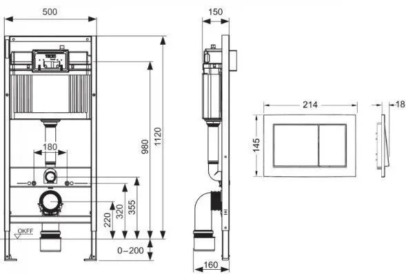 Інсталяція для унітазу TECEbase 9400406 (з квадратной кнопкою змиву)