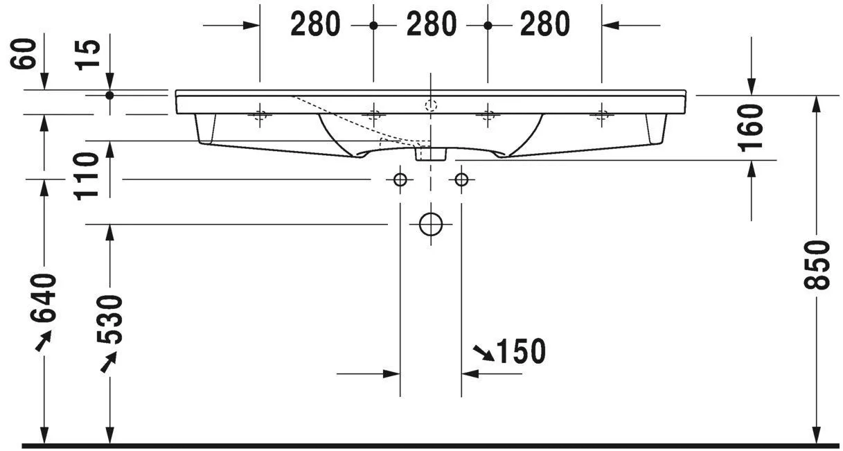 Умывальник Duravit P3 Comforts 2332120030