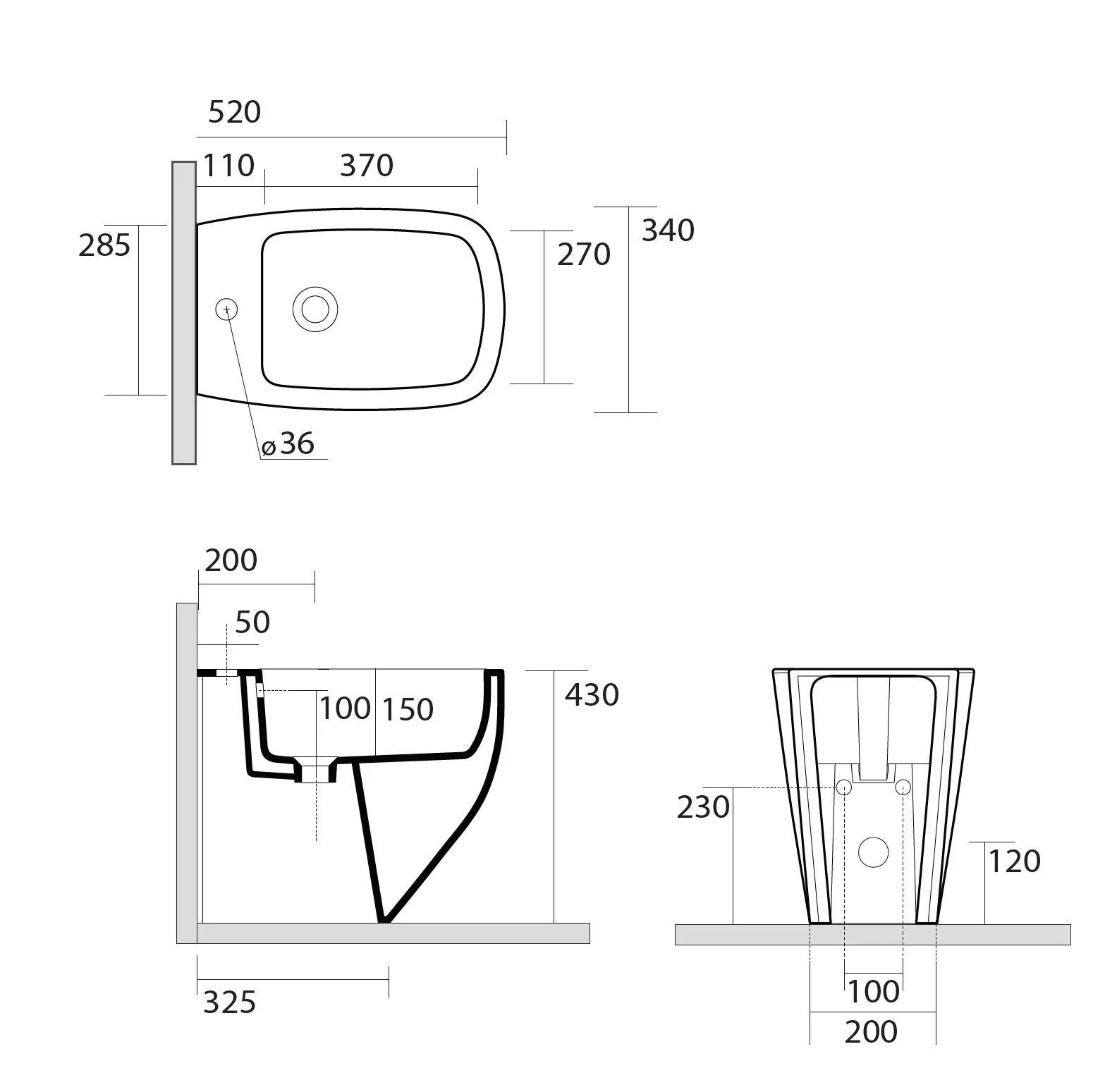 Биде напольное AXA White Jam 3302007
