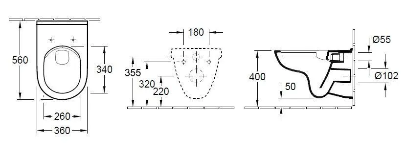 Унитаз подвесной Villeroy and Boch O. Novo (без смывного края) 5660R001