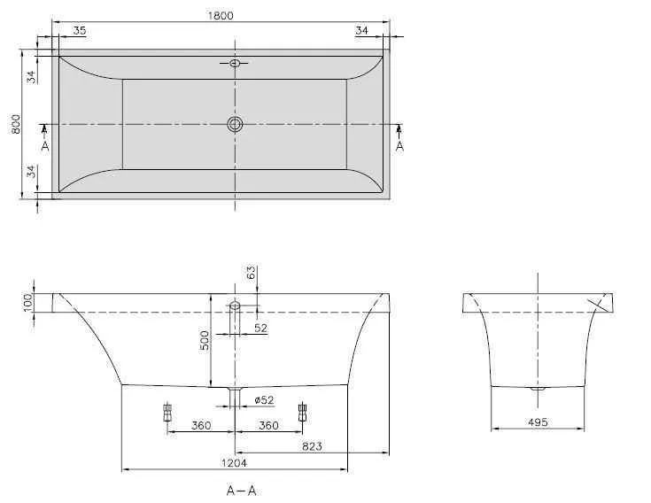 Ванна Villeroy&Boch Squaro UBQ180SQR2V-96