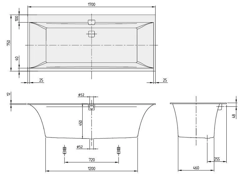 Ванна Villeroy&Boch Squaro Edge 12 UBQ170SQE2DV-96