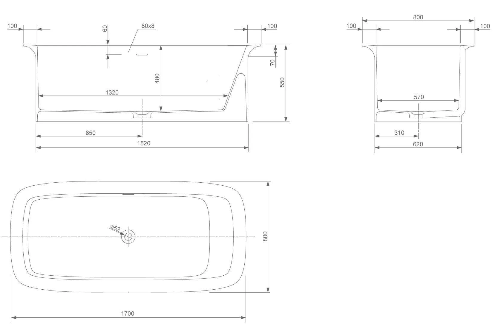 Ванна з штучного каменю Knief Glam 170