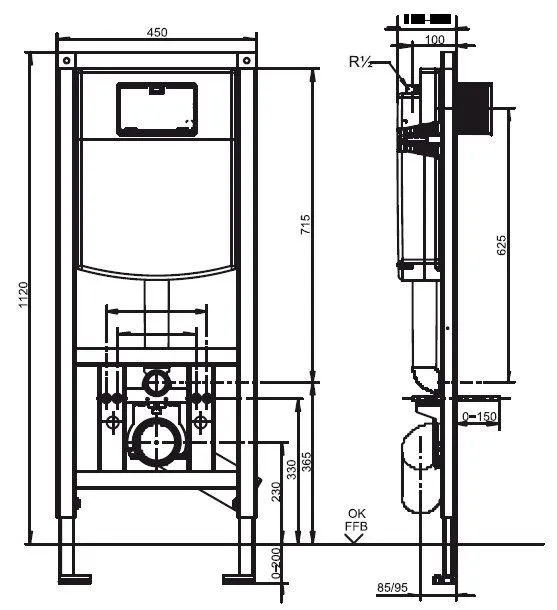 Sanit Инсталяція для унітазу 450 мм
