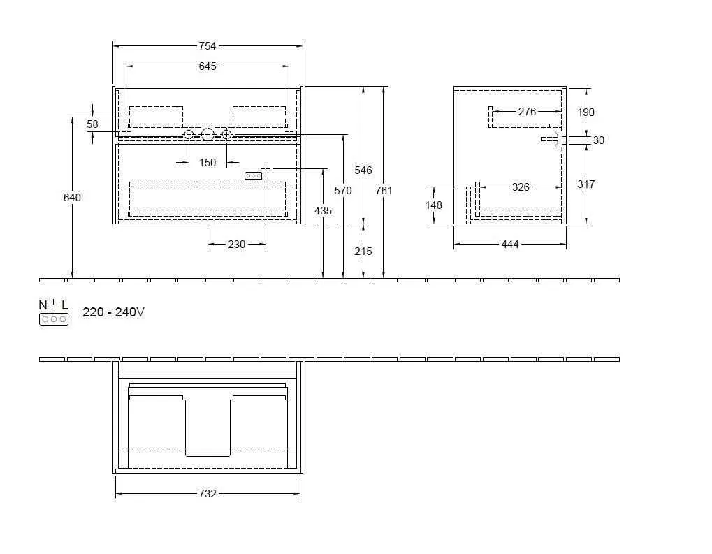 Тумба для умивальника Collaro Villeroy and Boch C010L0VG