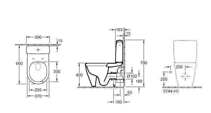 Унітаз підлоговий Villeroy and Boch Avento (без зливного краю) 5644R0RW