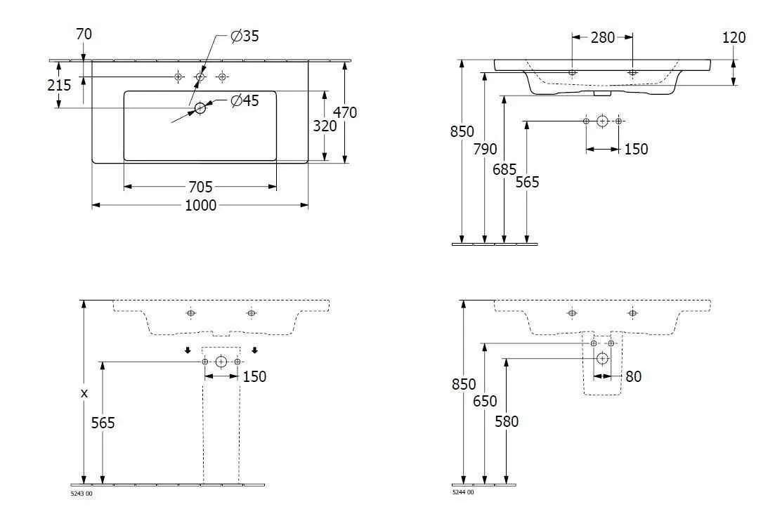 Підвісний умивальник Villeroy and Boch Subway 3.0 4A70A5R1