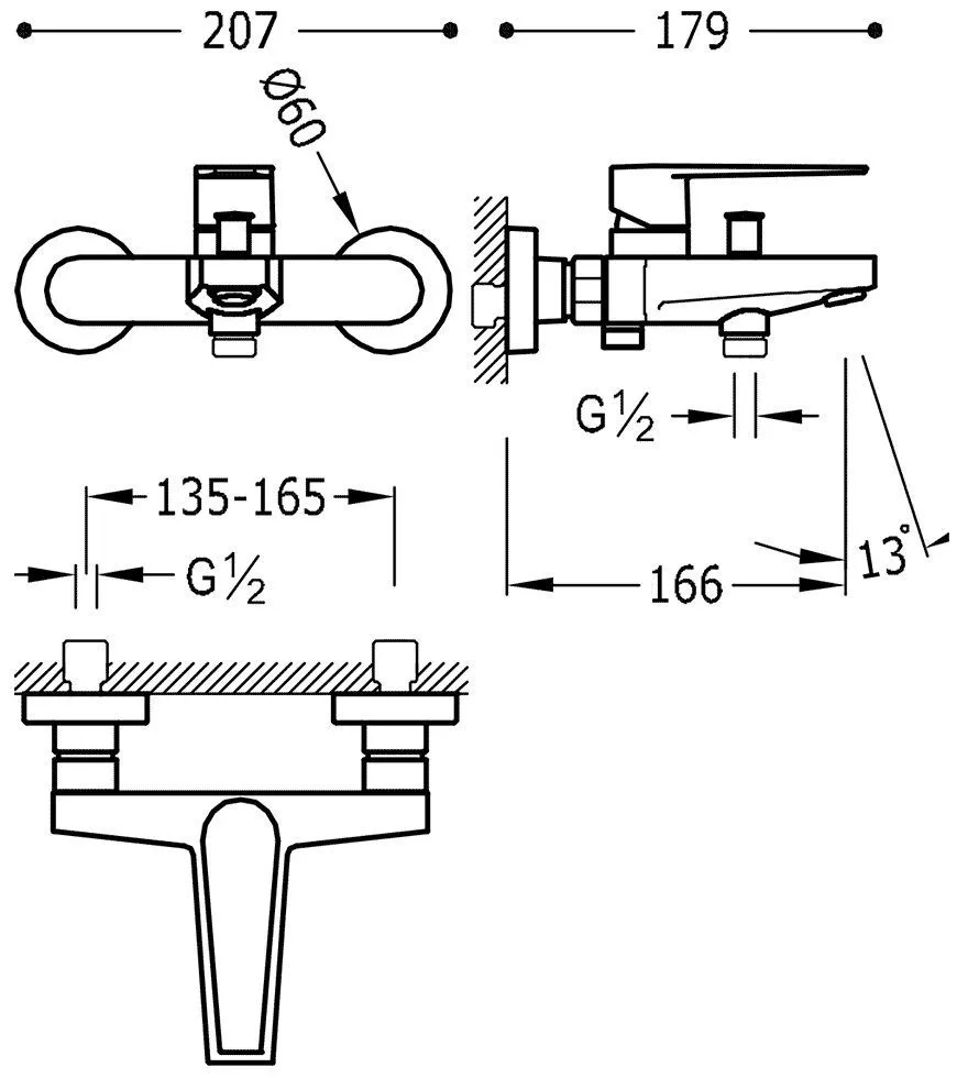 Набор: Смеситель для ванны и душевой набор Tres Class