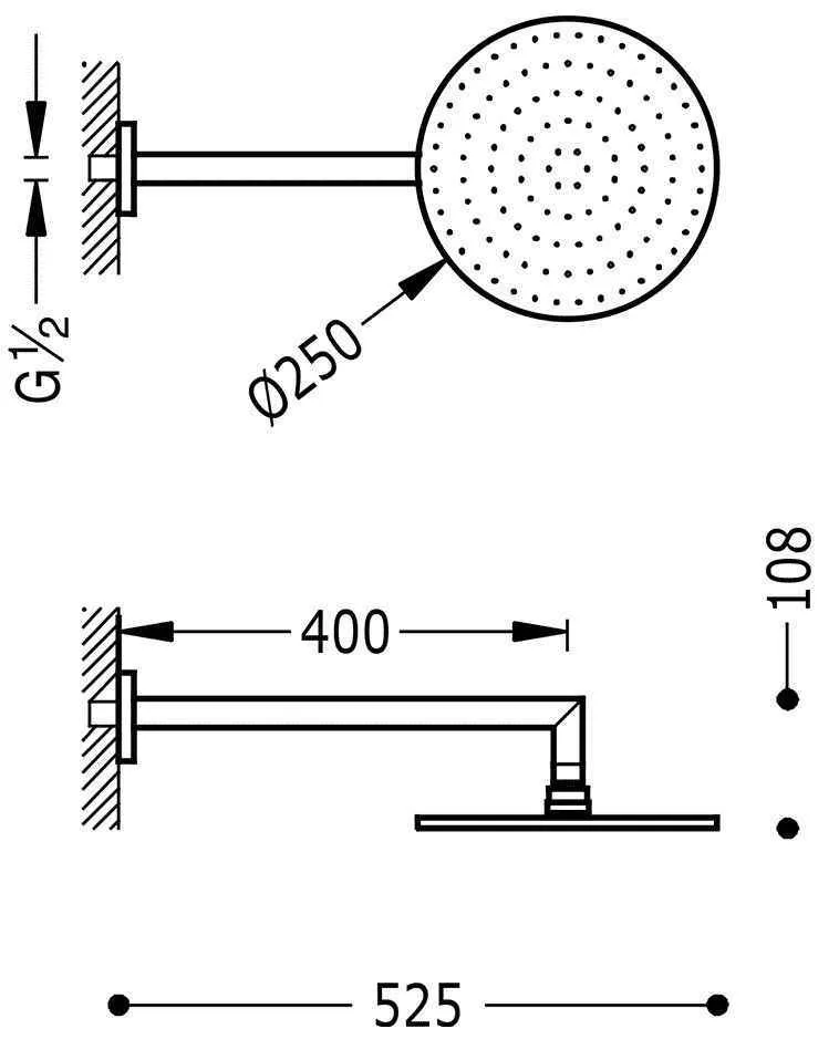 Верхний душ Tres 250 134232